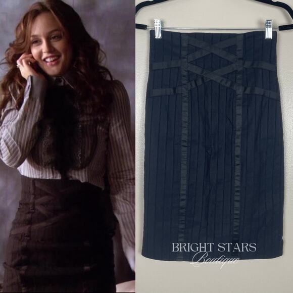 Rare Vintage Pencil Skirt ASO Blair Waldorf Gossip Girl Black Knee Length - Picture 1 of 11